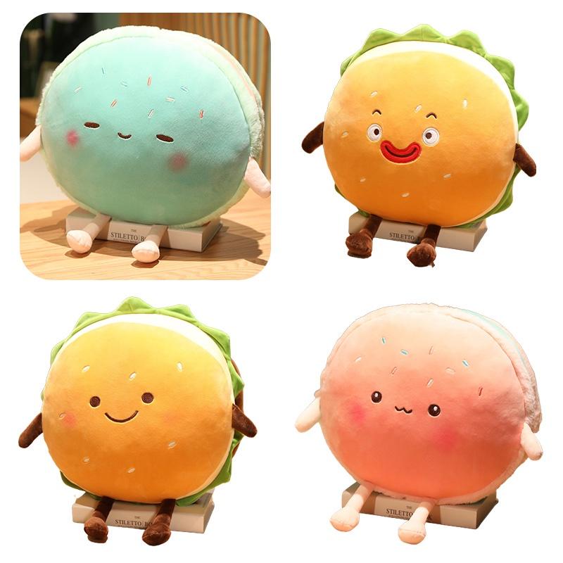 Hamburger Plush Toy With Pp Cotton Soft Filling For Kids Gift And Cozy Hand Warmer