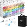 Shuttle Art Alcohol Markers Brush Tip, 50 Pastel Colours Dual Tip Art Pens Plus 1 Colourless Blender, Brush & Chisel Felt Tip Pens with Case for