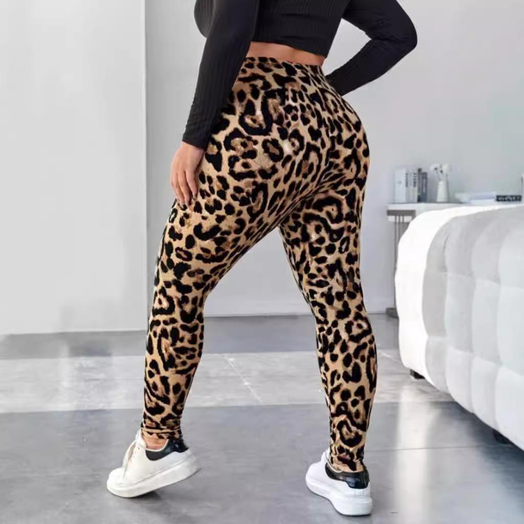 Women's Plus Size Pant Skinny Pants Leopard Sexy Trousers Thin Outer Bottoms
