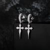 European & American Hip-Hop Style Zircon Cross Hoop Earrings - Fashion Trend for Men and Women