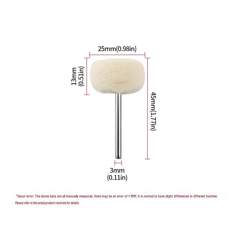 3mm Shank Wool Fluff Grinding Head for Jade/Buddha Beads Polishing