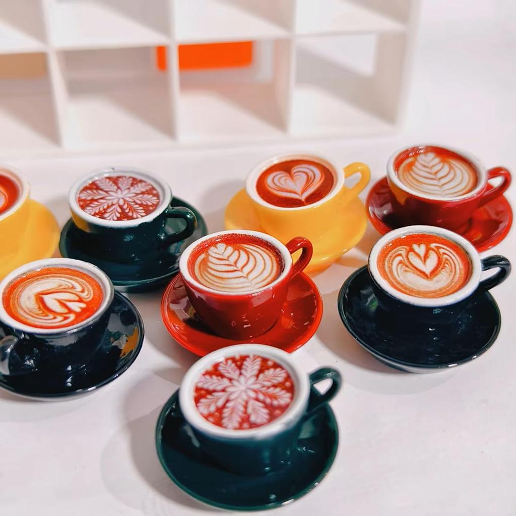 NOELAMOUR Caffè Latte Campioni di Cibo, Set Miniatura di 6, Carini Modelli di Cibo Caffè Latte Art per Esposizione