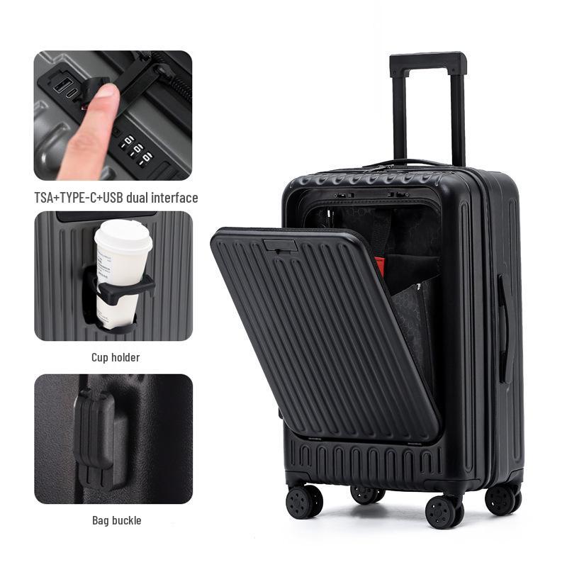 

Lightweight Front-Opening Student Carry-On Suitcase with Silent Wheels 20-inch