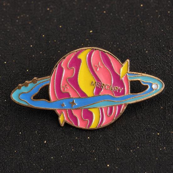 De Otte Planeter Broche, Venus/Jorden/Jupiter/Uranus/Neptun Broche, Metalmærke, Kreativ Planet Serie Broche, Emaljenåle til Skoletaske Rygsæk