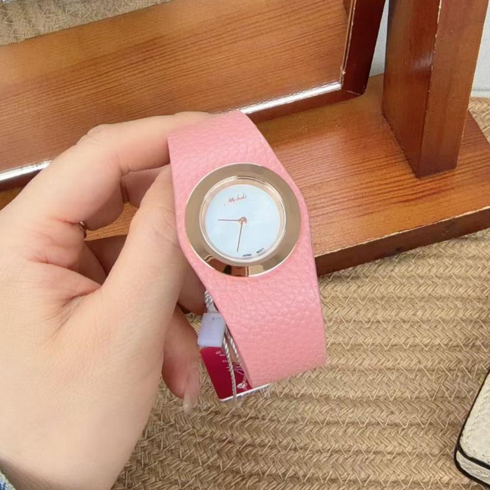 Personalized large dial, fashionable leather watch, simple gold high-end women s watch