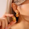 Vintage Gold Teardrop Earrings with Colorful Rhinestones for Women