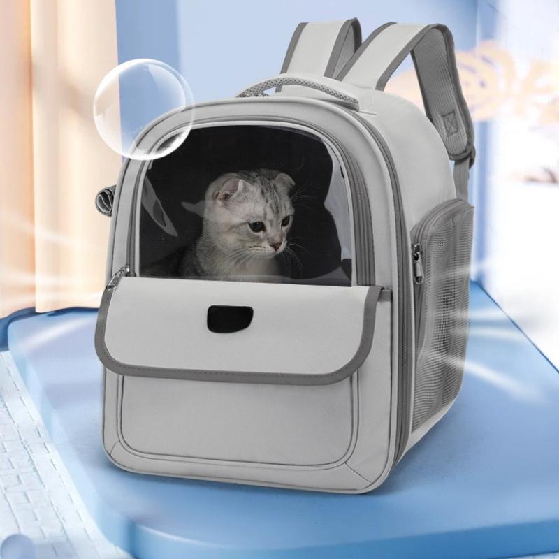 Large-Capacity Breathable Cat Backpack Carrier with Durable PVC, Side Opening and Zip Closure for Outdoor Travel