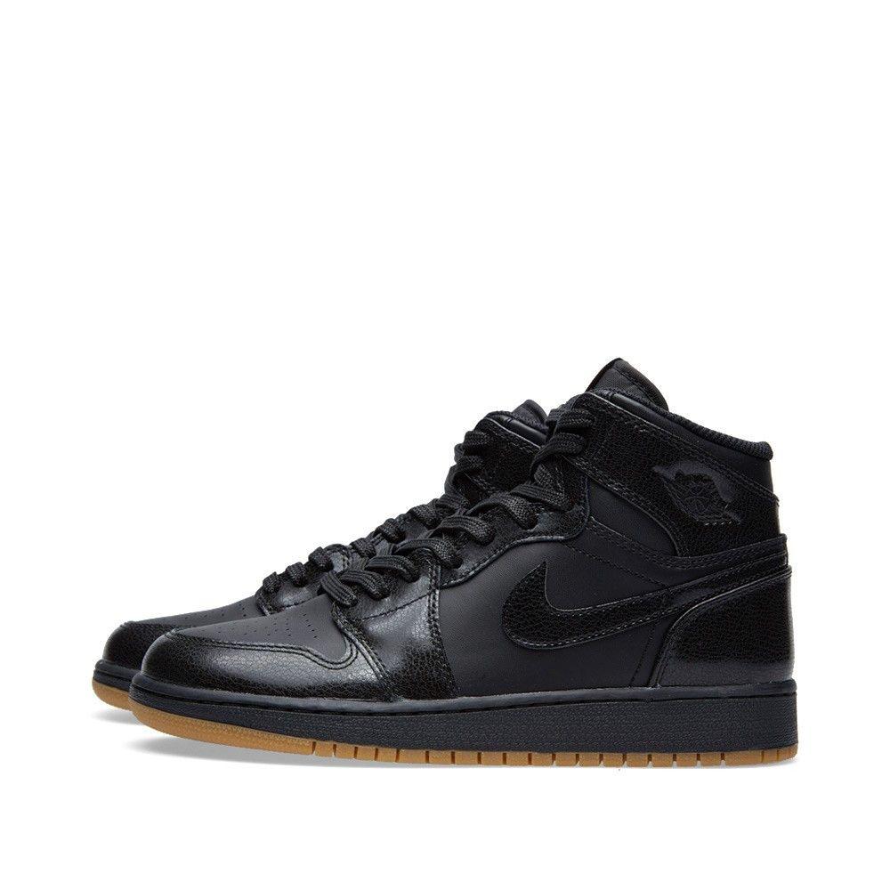 Air Jordan 1 Retro BG 'Black Gum' (Unisex) Black / Black-Gum Light Brown Kids' Basketball Shoes 575441 020