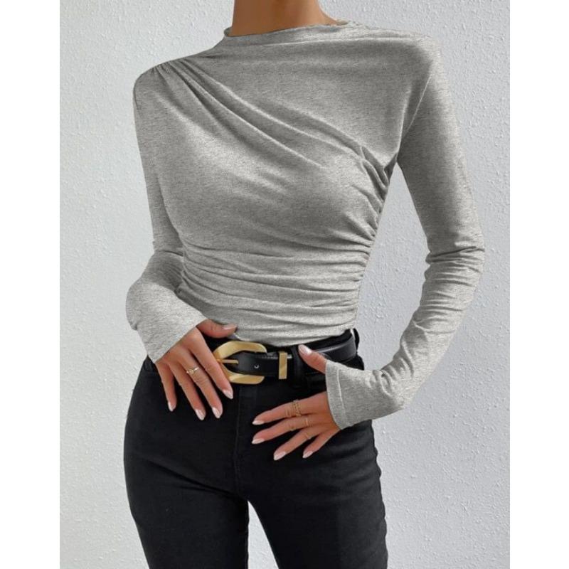 High Collar Bottoming New Autumn and Winter Slim Fit Tops Versatile Slimming Multi-color Long-sleeved T-shirts