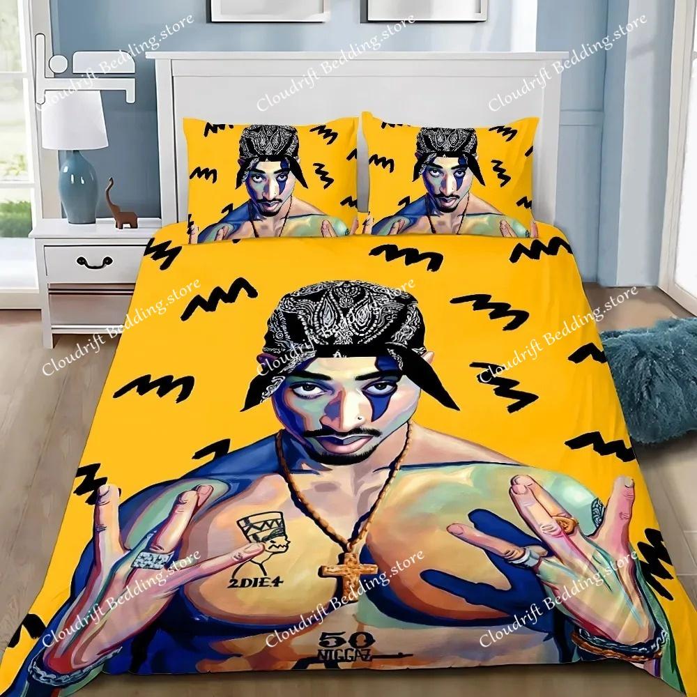 Exquisite 3D 2Pac Tupac Wallpaper Hip Hop Digital Printing Bedding Set Comforter Bed Youth Kids Girls Boys Gift