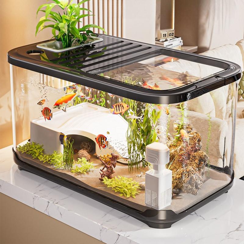 Breeding Container Fish Tank Turtle Tank Aquarium Living Room Balcony Ecological Terrariums Transparent Goldfish Tank Products