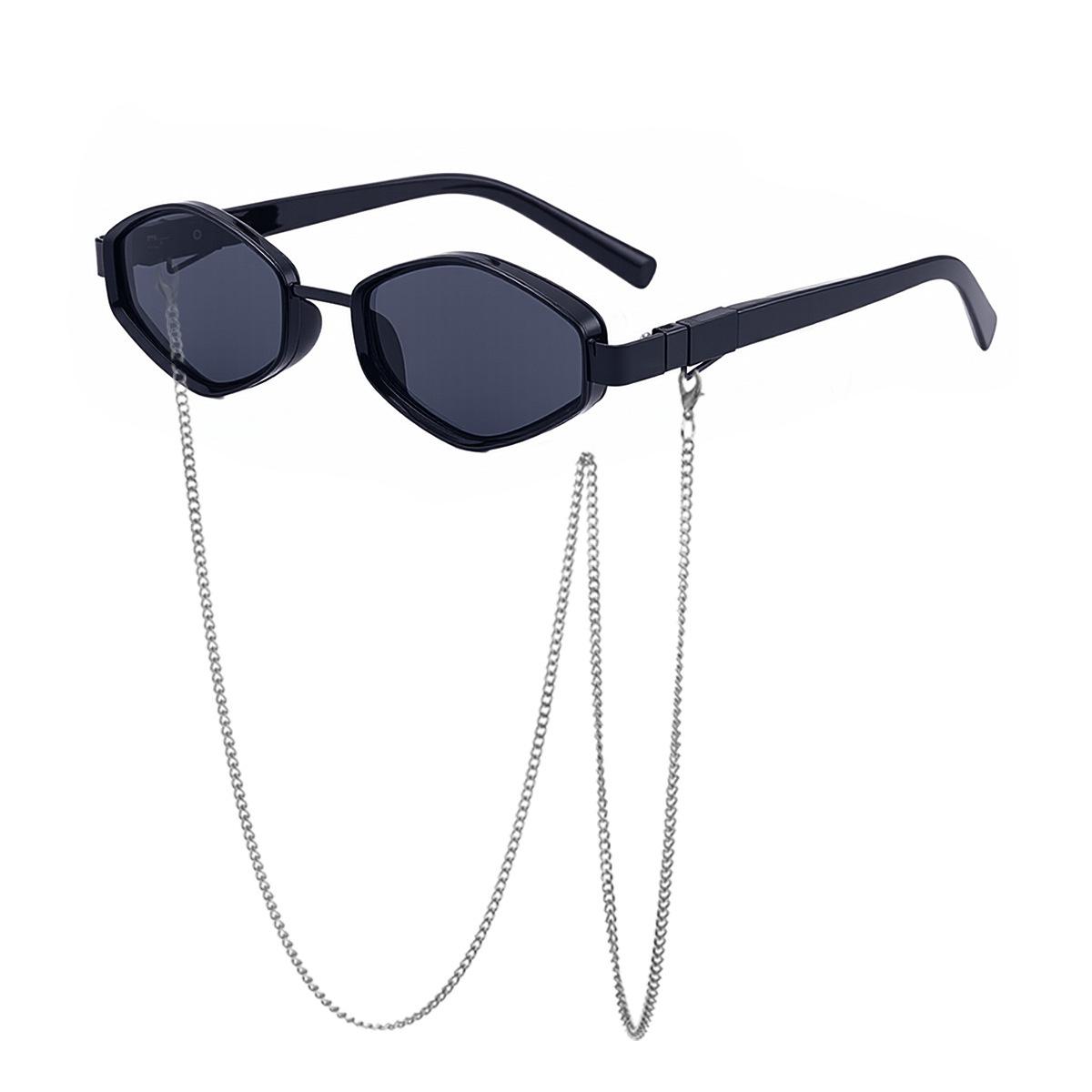 

2026 New European and American Fashion Polygonal Sunglasses Women with Chain Trend Outdoor Street Sunglasses Women