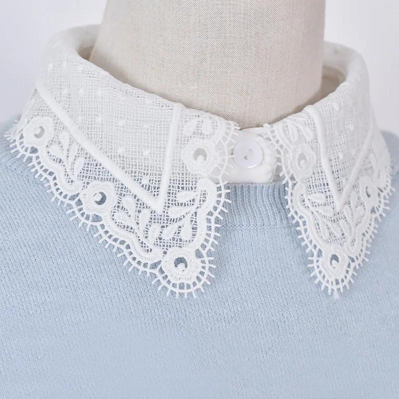 Lace Fake Collar Women Lapel Button Down Detachable White Lapel Half Shirt False Collars Girls Removable Decor Nep Kraagie