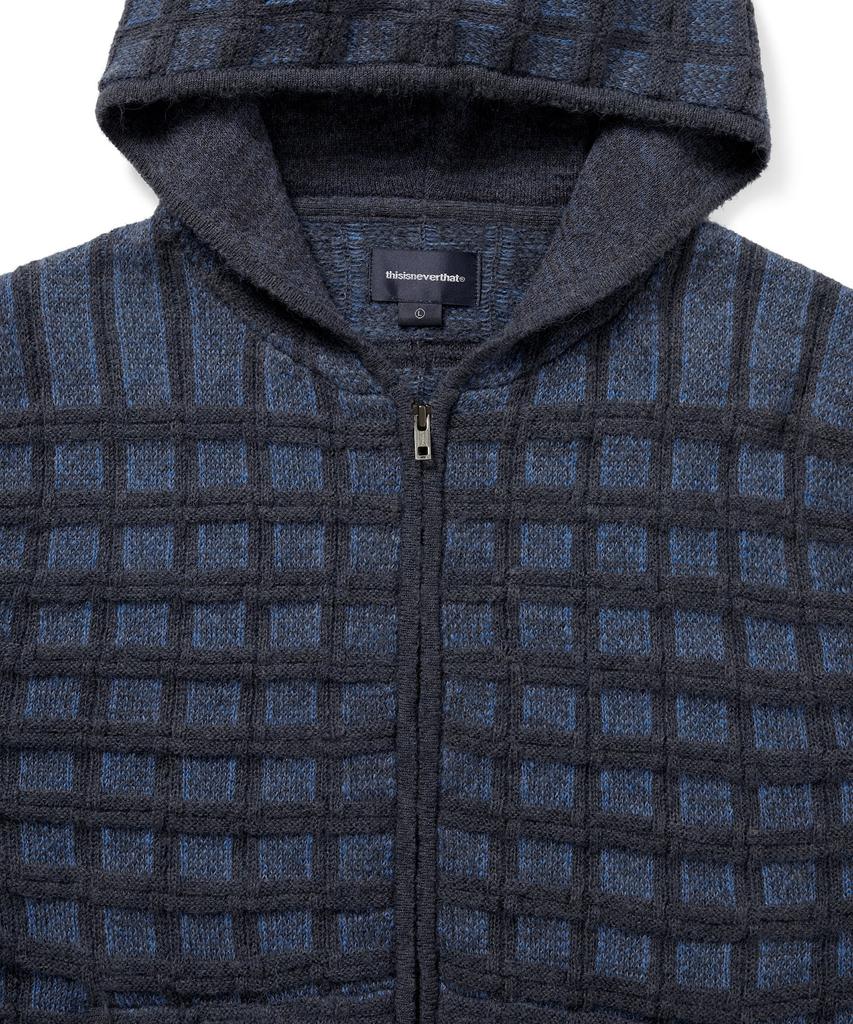 THISISNEVERTHAT Textured Knit Zip Hoodie Navy
