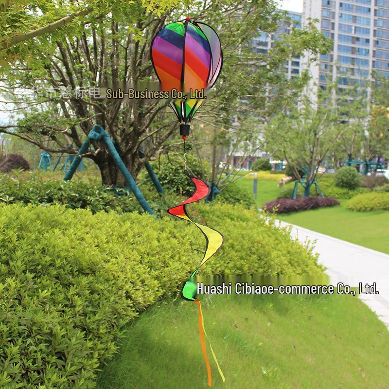 Rainbow Hot Air Balloon Garden Wind Spinner Ornament
