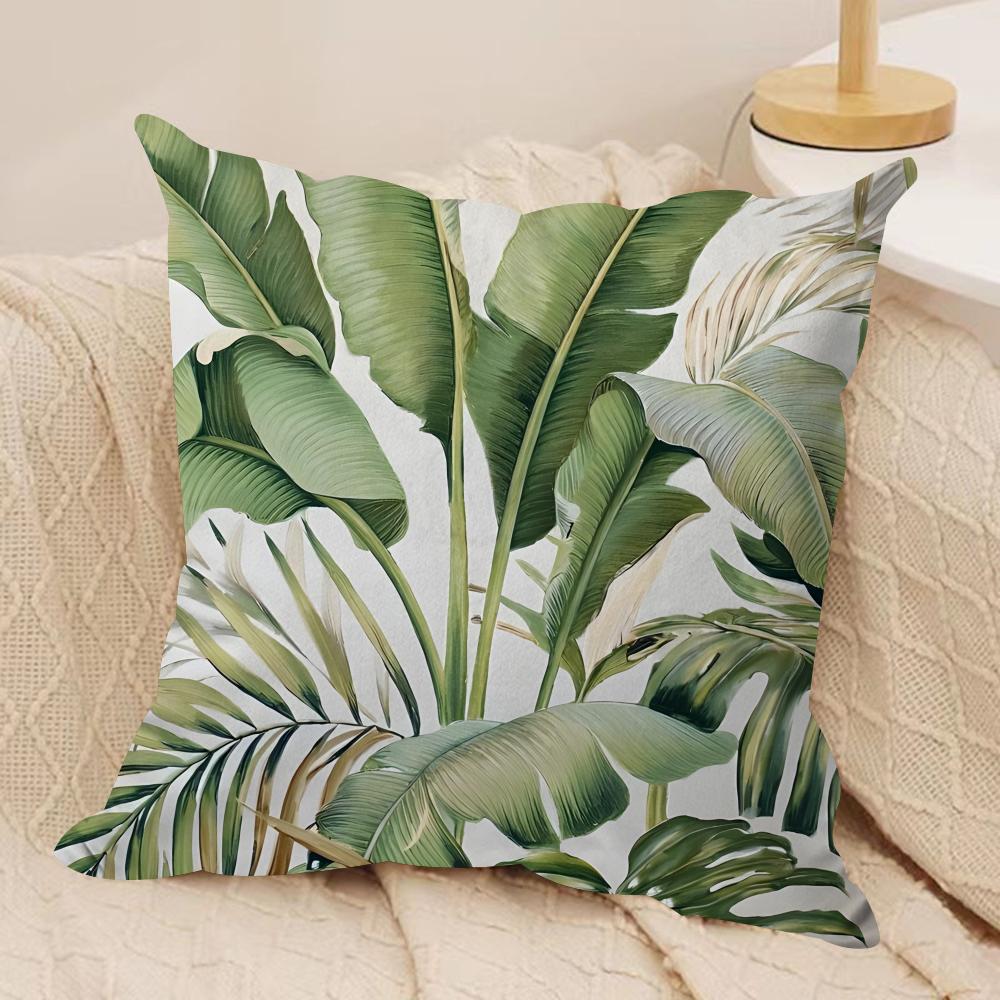 Palm leaves Cushion Cover Soft Plush Fabric DoubleSided Printed Cushion Covers for All Seasons Modern HomeDecor Gift