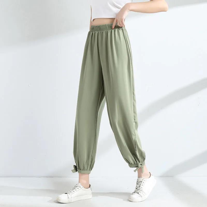 Donne Estate Ice Seta Lanterna Pantaloni Chiffon Loose Solid Color Cropped  Pants Elastico Vita Thin Sports Pants acquista in modo economico —  spedizione gratuita, recensioni reali con foto — Joom