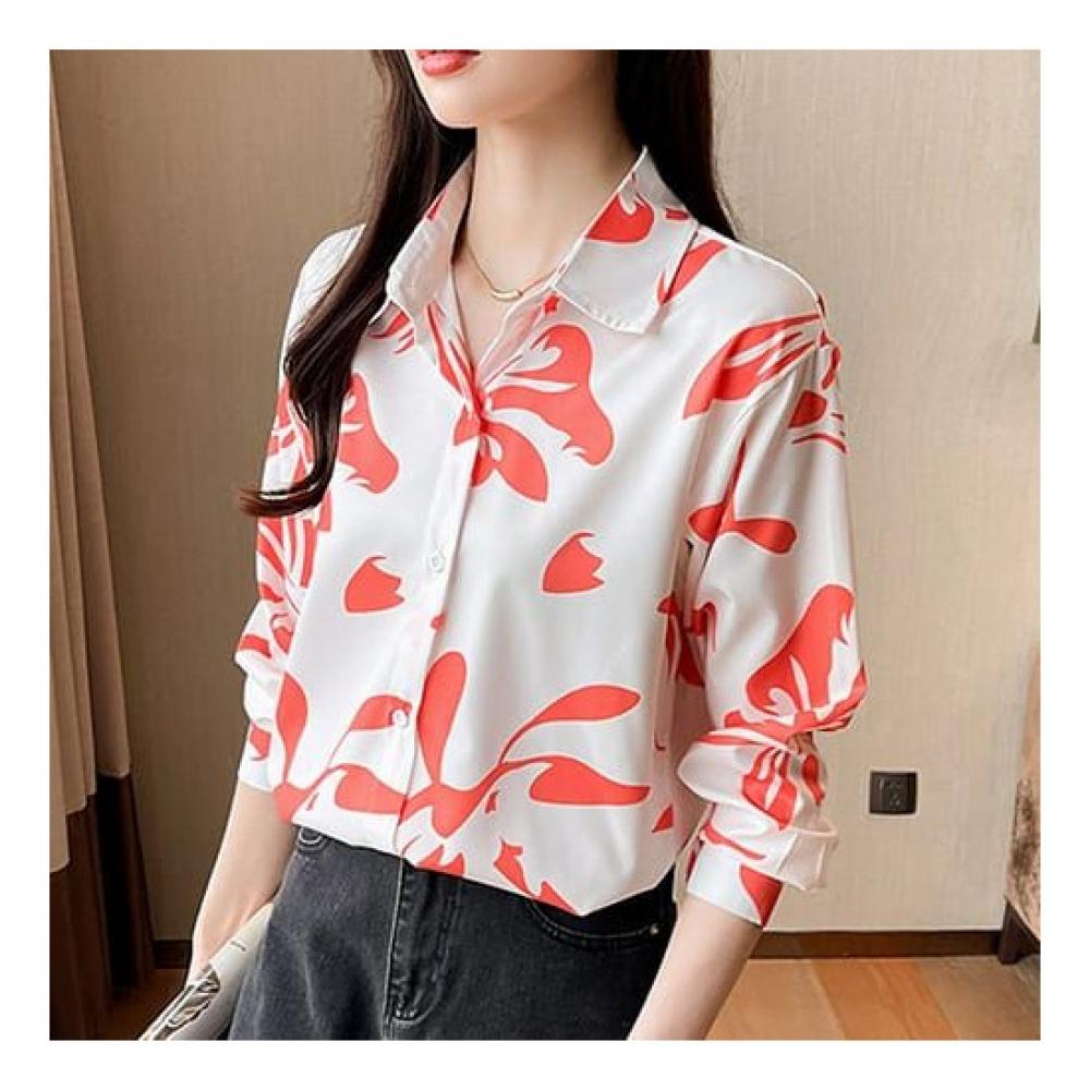 Navava Vintage Color Block Print Long Sleeve Shirt Nb2006