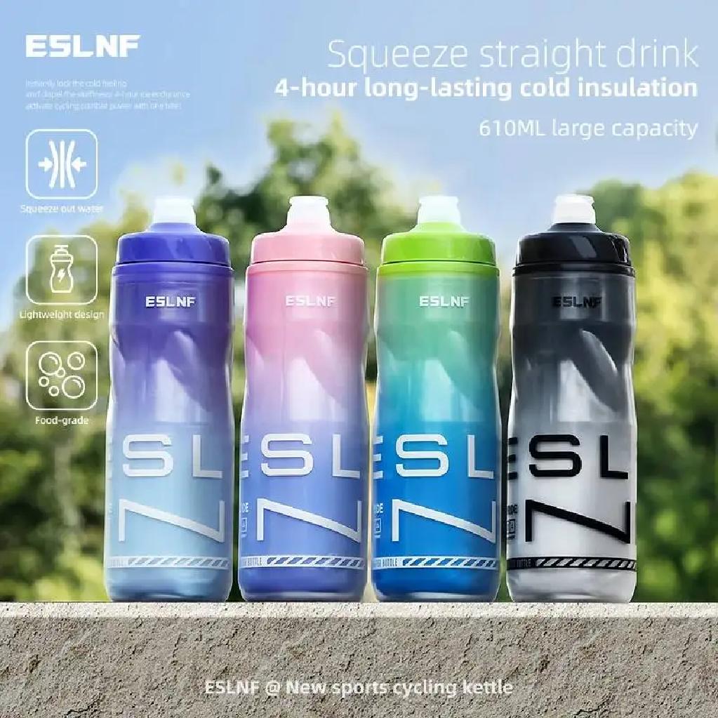ESLNF Portable Bike MTB Capacity Large Insulated Road Riding 610ML Double-Layer Bicycle Water Bottle