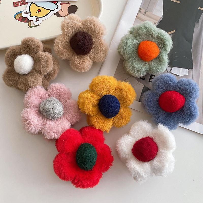 Plush Flower Hair Claw Large Shark Clip Simple Barrettes Crab Hair Clips Hairgrips Autumn Winter Hair Accessories