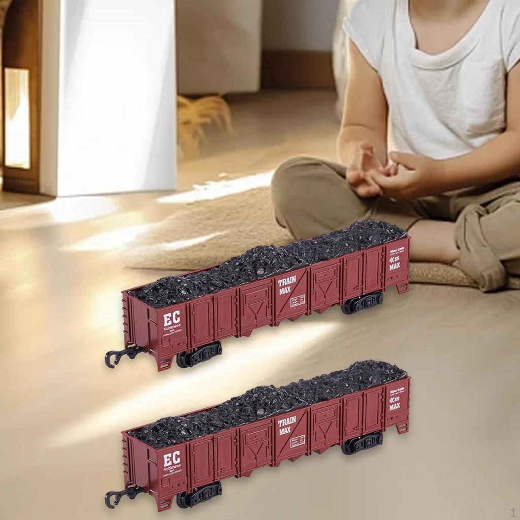 2 Pieces 1:87 Train Carriage Model Toy,Collectibles,Portable,Railway Model,Simulation