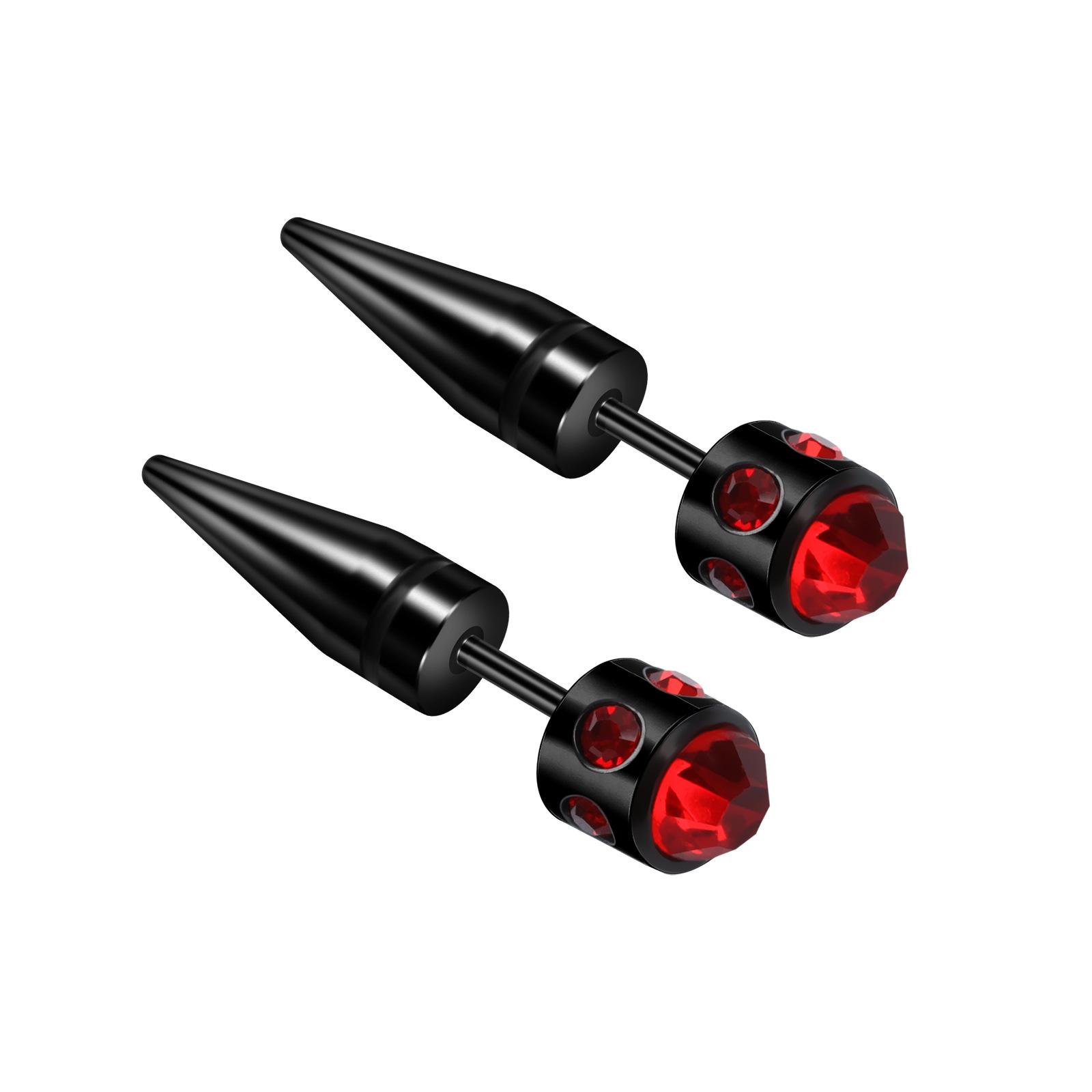 

Серьги-гвоздики в форме конуса в стиле панк, удлиняющее устройство для ушей, расширяющее отверстие для ушей, с черными цветными кристаллами, усилитель для ушей, украшения для пирсинга ушных раковин Red Diamond