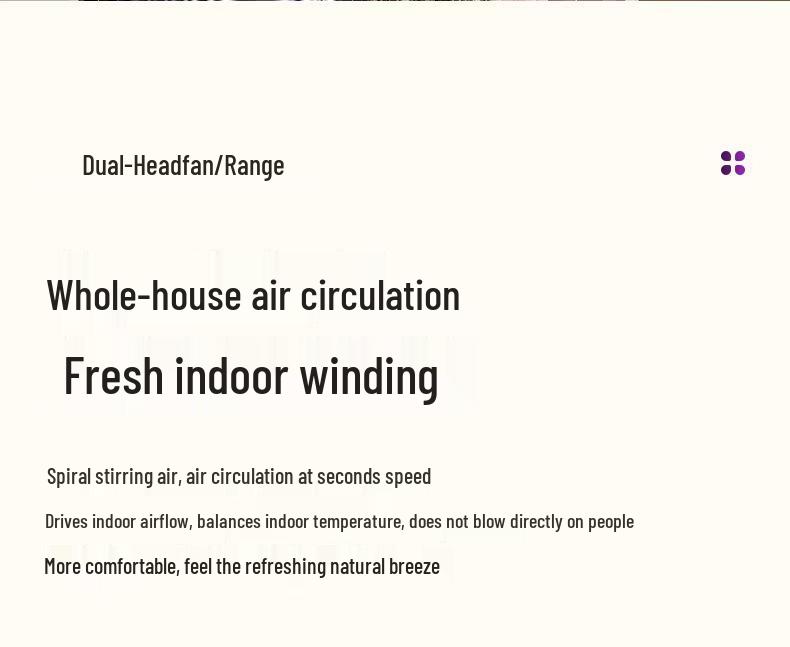 Tragbarer Doppelkopf-Ventilator: Multifunktionaler Wand- und Deckenventilator für starken Wind drinnen und draußen