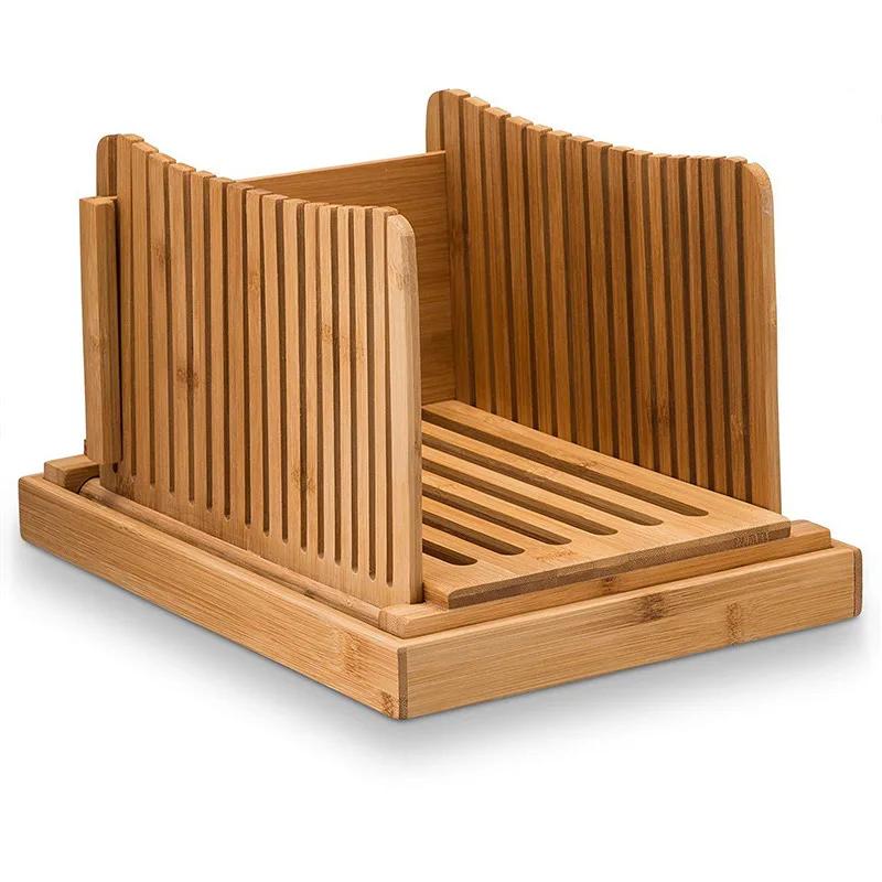 Household Bamboo Multifunctional Bread Cutting Plate Sliced Cutting Board Foldable Bread Slice Tray