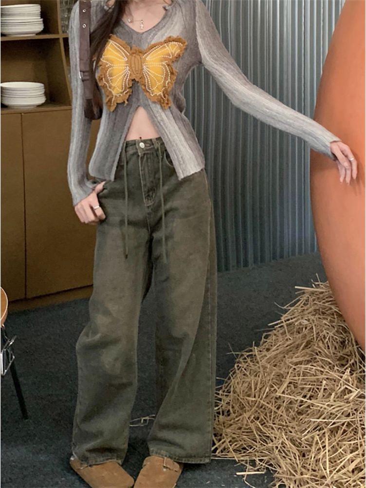 Butterfly Design Slim Fit Long Sleeve Knitted Sweater for Women - Autumn Collection
