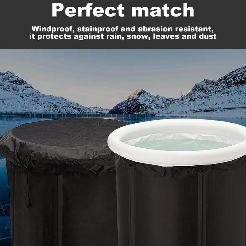 Outdoor Ice Bath Cover Drawstring Bathtub Insulated Cover Windproof Keeps Cold Ice Bath Cover For 29.5-Inch Diameter Cold Plunge