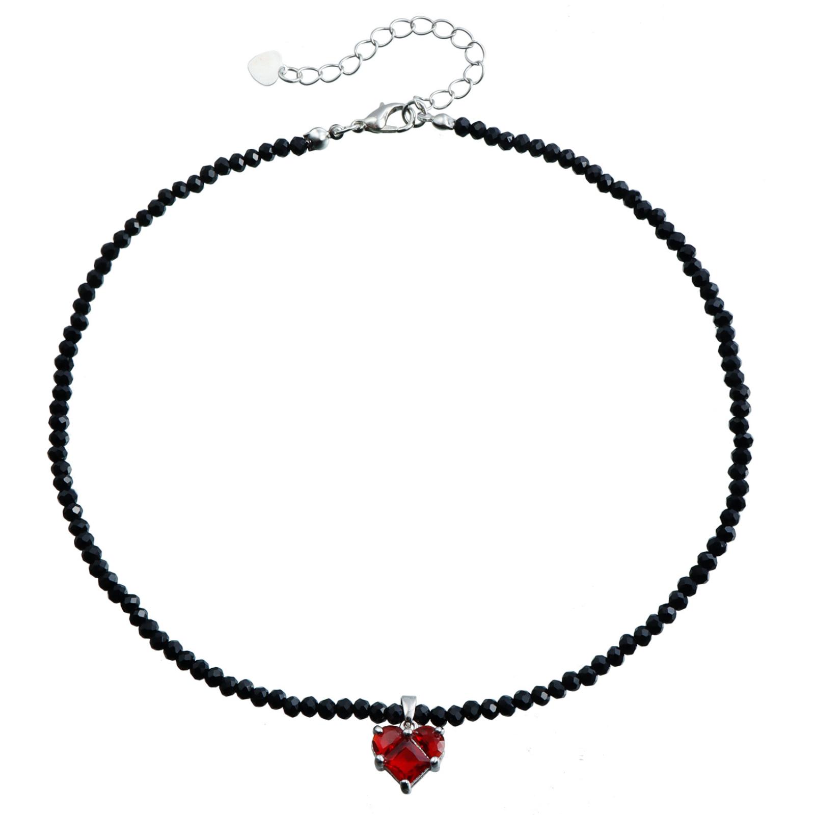 

Black Crystal Beaded Necklace , Stylish Zircon Pendant Necklace For Women One Size