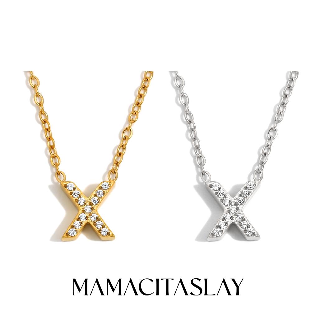 MamacitaSlay Classic 316L Stainless Steel Letter Necklace Waterproof 18K Gold Plated Jewelry Women's Elegant Neck Jewelry Gift