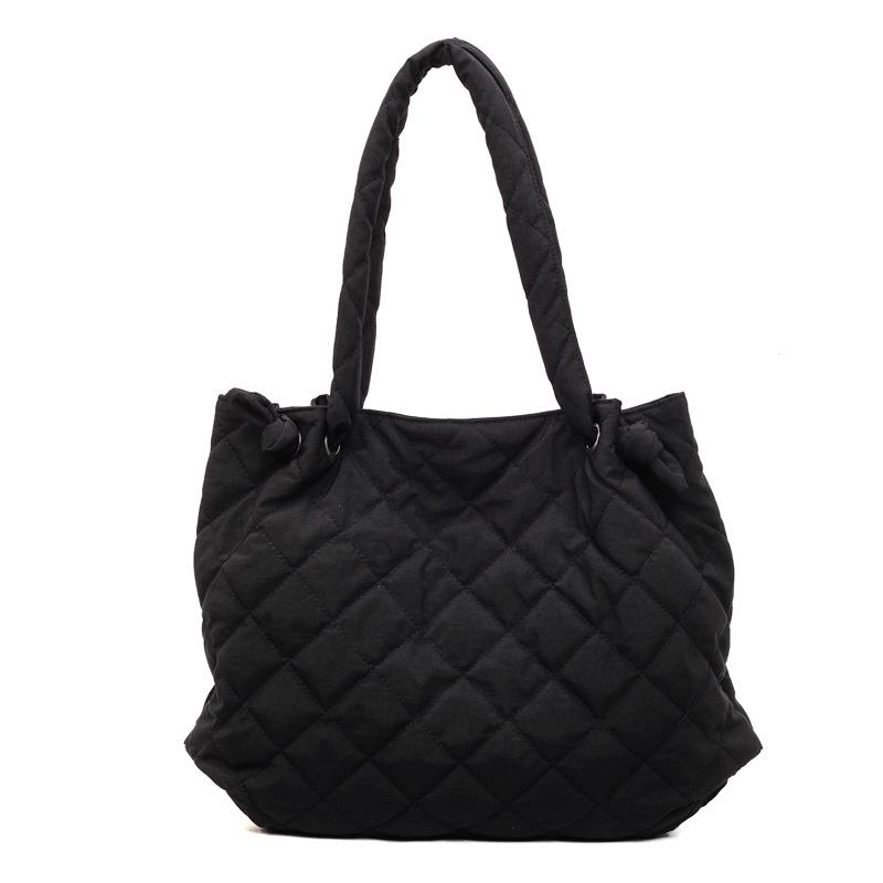 2025 autumn and winter new cotton clothes bag women's large-capacity diamond handbag casual commuter shoulder tote bag