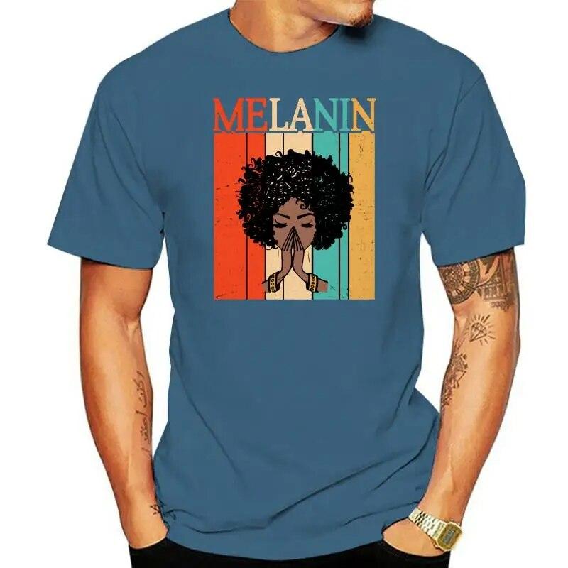 Proud Melanin Black Girls T-Shirt For Women Afro Hair Queens Tee Gift Vintage