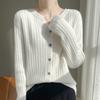Autumn and Winter Women's Knitwear Fashion Casual Solid Color Print Long Sleeves V-Neck Sweater