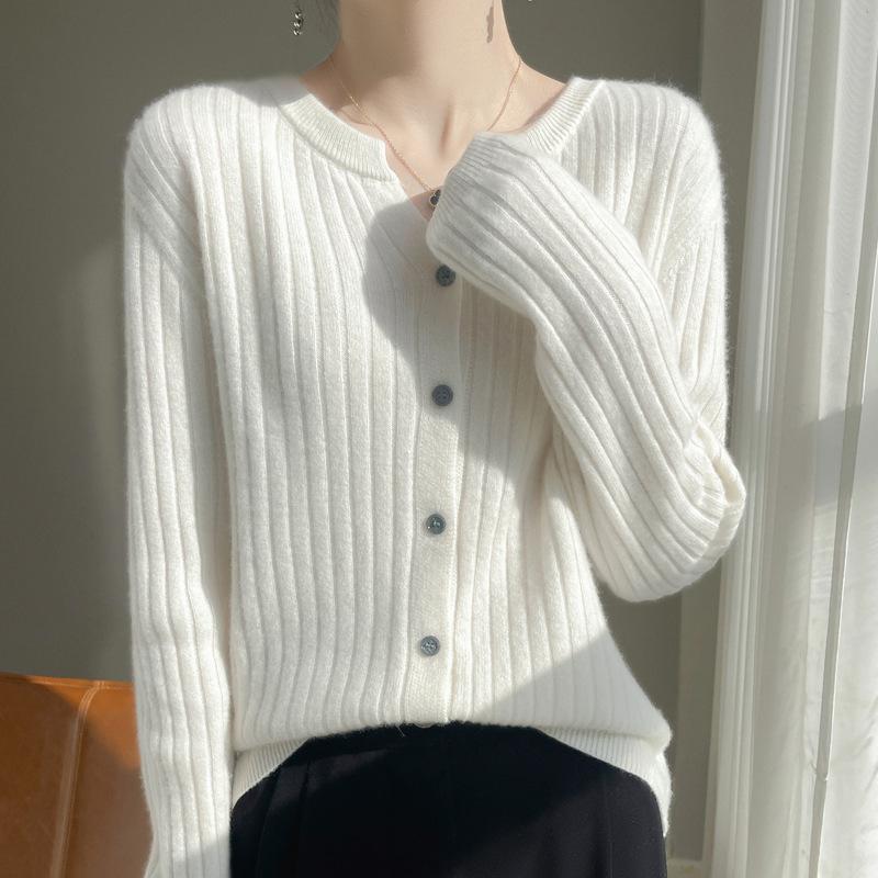 Autumn and Winter Women's Knitwear Fashion Casual Solid Color Print Long Sleeves V-Neck Sweater