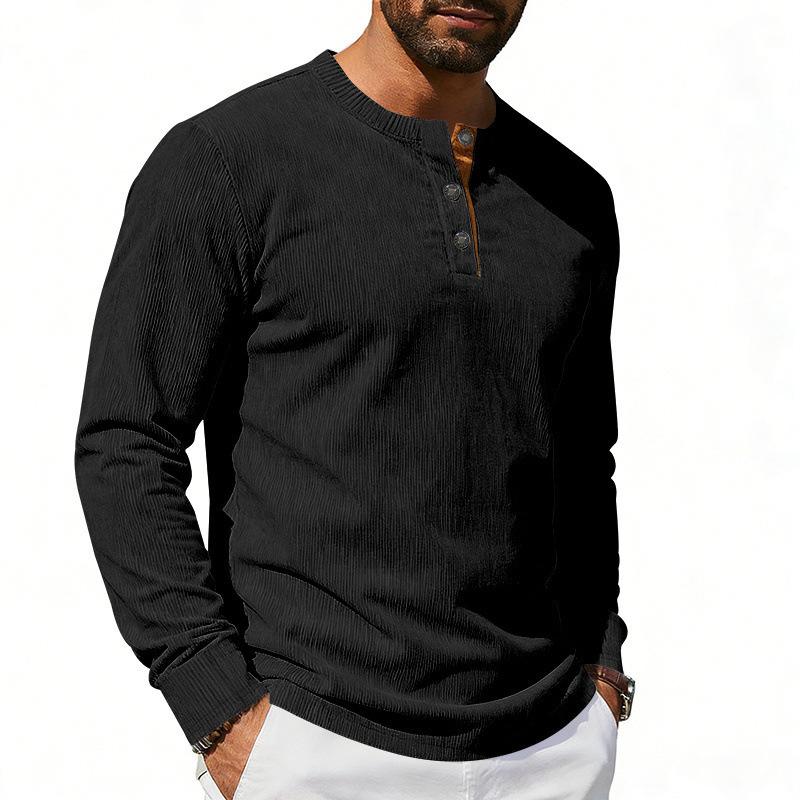 Men S Slim Fit Solid Color Long Sleeve Henley Casual T Shirt