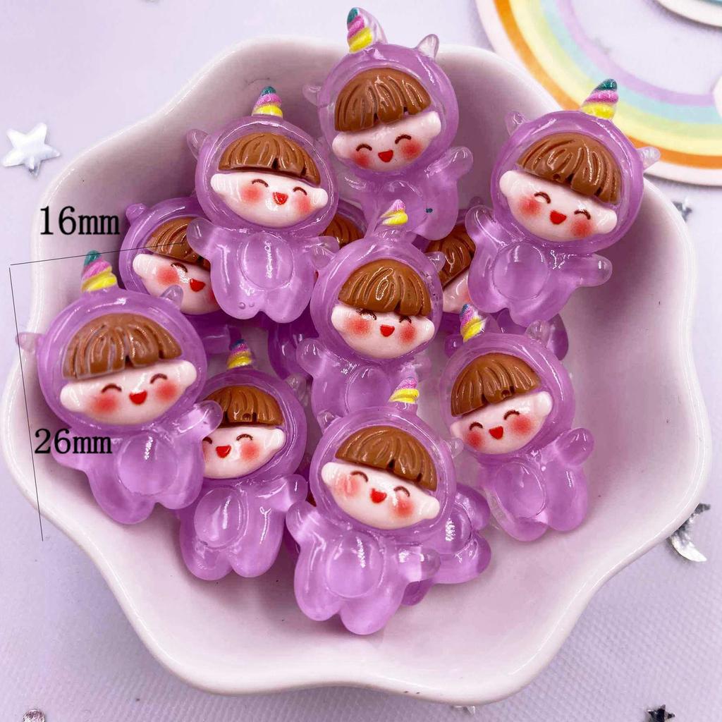 Colorful Resin Glitter Kawaii Giraffe Bear Puppy Girl Flatback Cartoon Animal Figurine Scrapbook 10pcs DIY Accessory Decor Craft