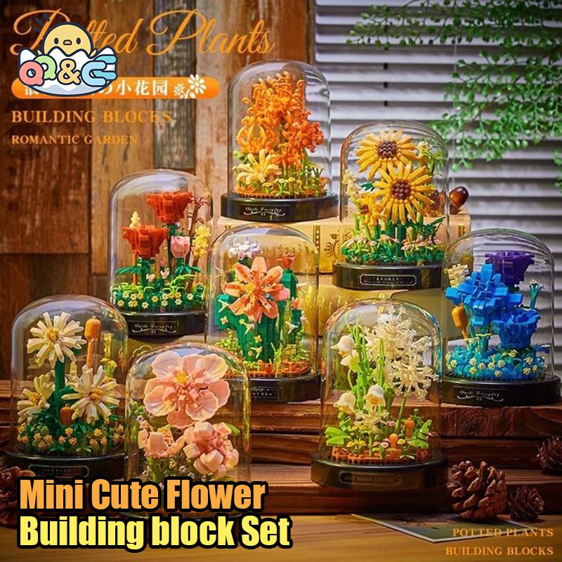 Bouquet Building Blocks with Display Box Mini Eternal Life Flower 3D Diy Assembling Puzzle Bricks Ornament Decor Romantic Gift