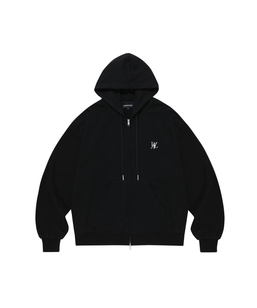 Wooalong (Brushed)Signature Hood Zip-Up - Black