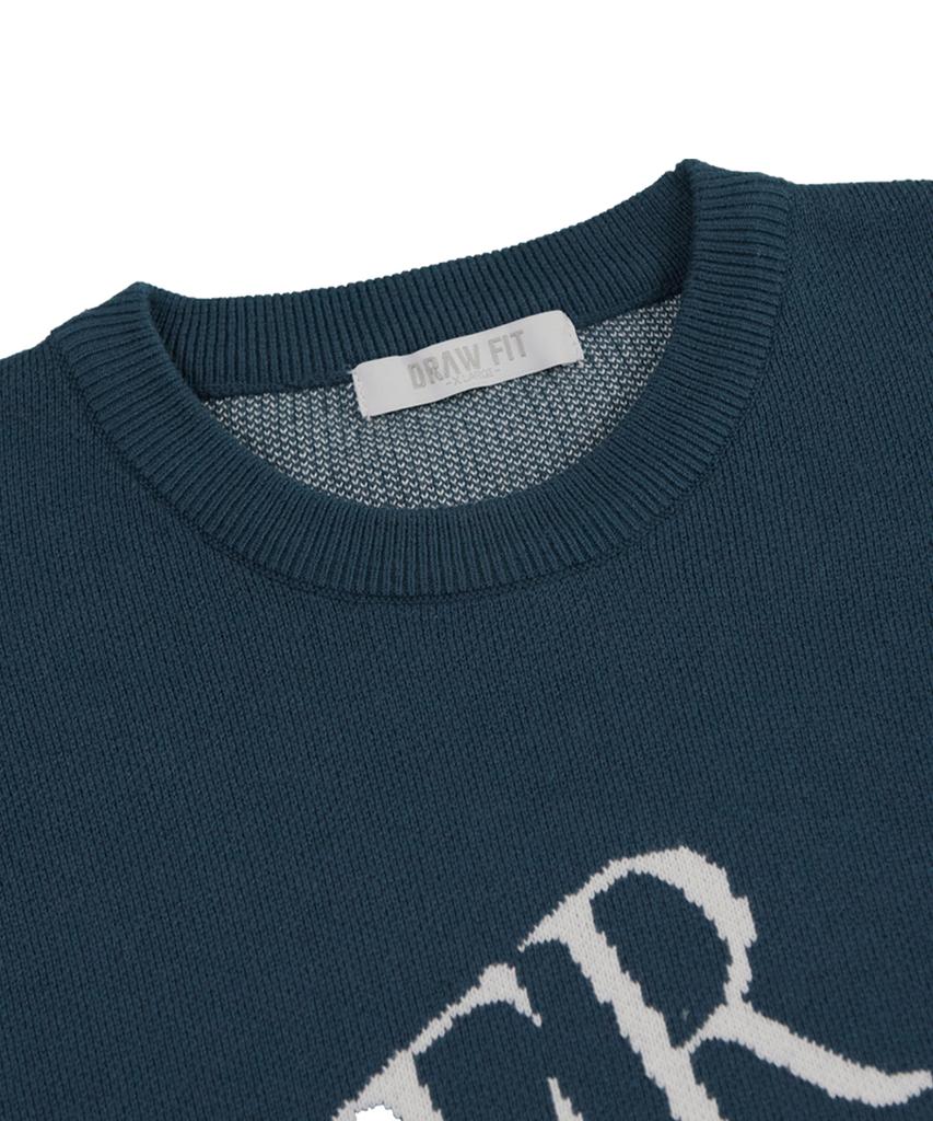DRAW FIT Ocers Lettering Pullover Knit [Blue]