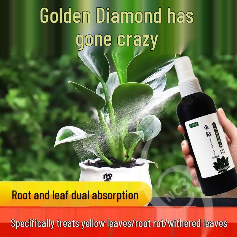 Gold Diamond Indoor Flower Fertilizer: Nutrient Solution for Green, Red Diamond & Big Leaf Green Princess Plants