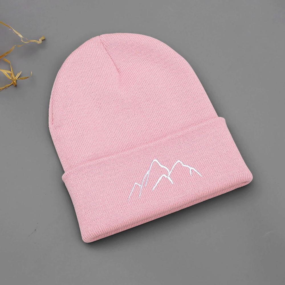 Winter Beanie Hats for Men Women Mountain Style Knit Cuffed Beanie Skull Cap Outdoor Daily Wear