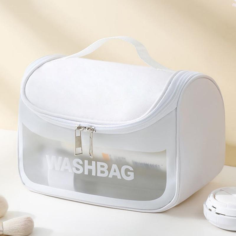 Large Capacity Toiletry Storage Bag Transparent Makeup Pouch for Travel Cosmetics Storage, Portable Handheld Toiletry Bag.
