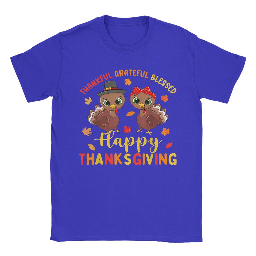 Thankful Grateful Blessed Thanksgiving Turkey TShirts for Men  Funny Pure Cotton Tees O Neck Short Sleeve T Shirt 6XL Tops