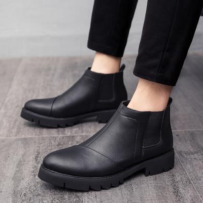 Men Shoes Casual Vintage Men Chelsea Boots Platform Motorcycle Boots Botas Hombre Genuine Leather Ankle Boots Men Comfortable