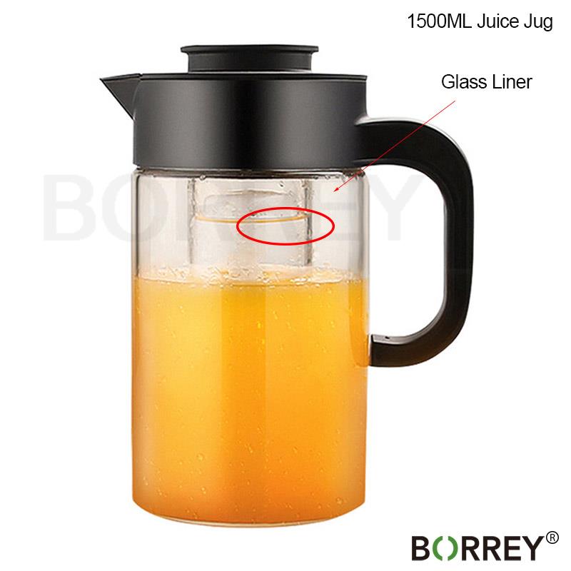 BORREY Big Teapot Heat-Resistant Teapot Flower Tea Kettle Clear Glass Ice Cube Fruit Juice Container Teapot Cool White Kettle