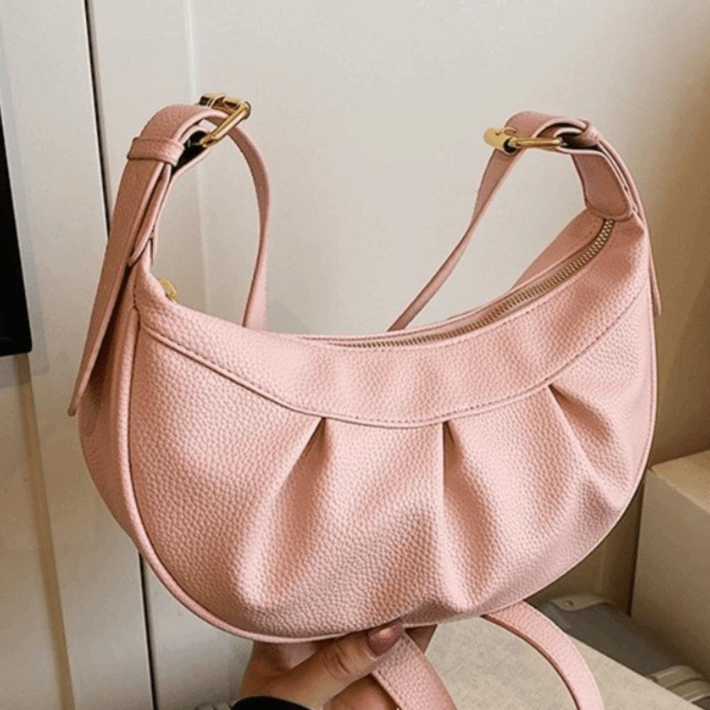 Lightweight PU Dumpling Bag Korean Style Underarm Shoulder Bag Cute Pleated Crossbody Bag  Student