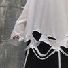 Unisex Loose Fit Long Sleeve T-Shirt with Distressed Hem and Solid Color