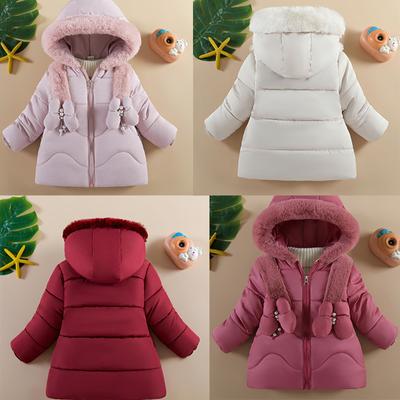 Mädchen Gepolsterte Winterjacken Kinder Verdickte Daunenmäntel Neue Kapuzen-Baumwollkleidung Kindermode Pelzkragen Parkas